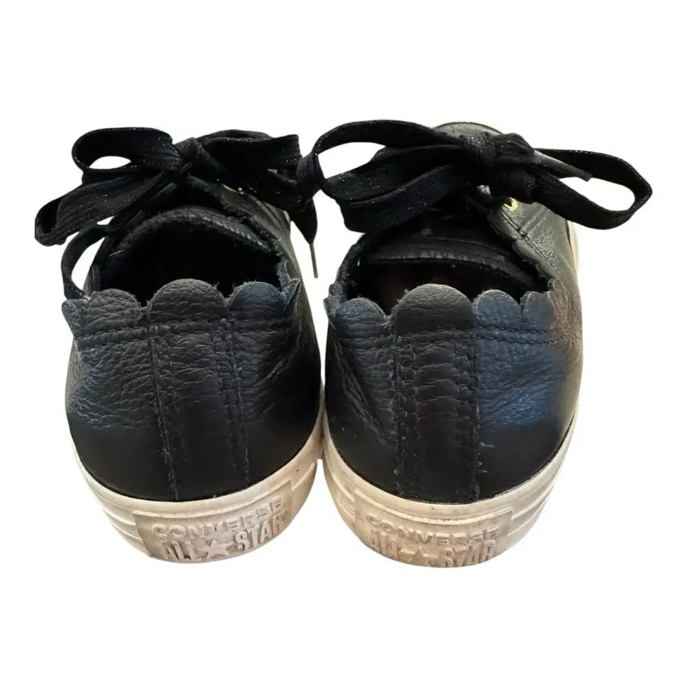 Converse Chuck Taylor All Star Low Frilly Thrills Black Leather 563516C Sneakers - Picture 5 of 6